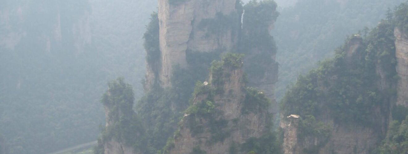 overlooking rock formation in zhangjiajie, China