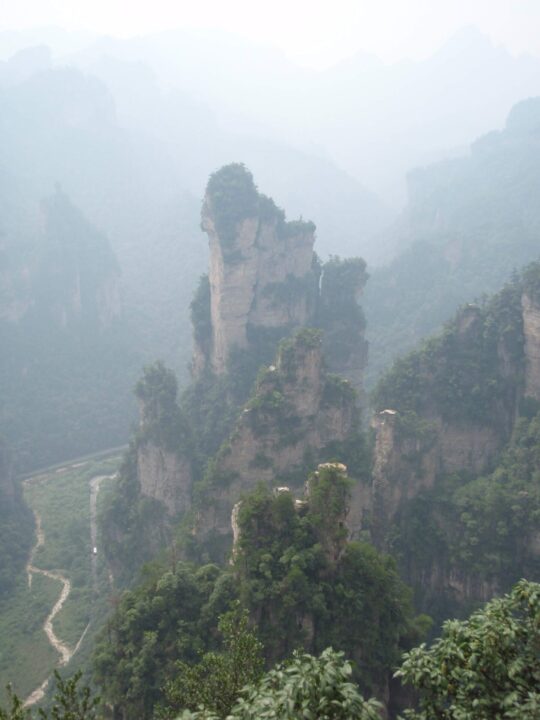 overlooking rock formation in zhangjiajie, China
