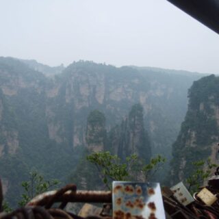 locks on fence overlooking zhangjiajie, China