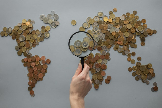 coins in shape of world map