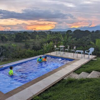 Pereira Colombia, Kids in Pool at Sunset