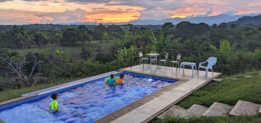 Pereira Colombia, Kids in Pool at Sunset
