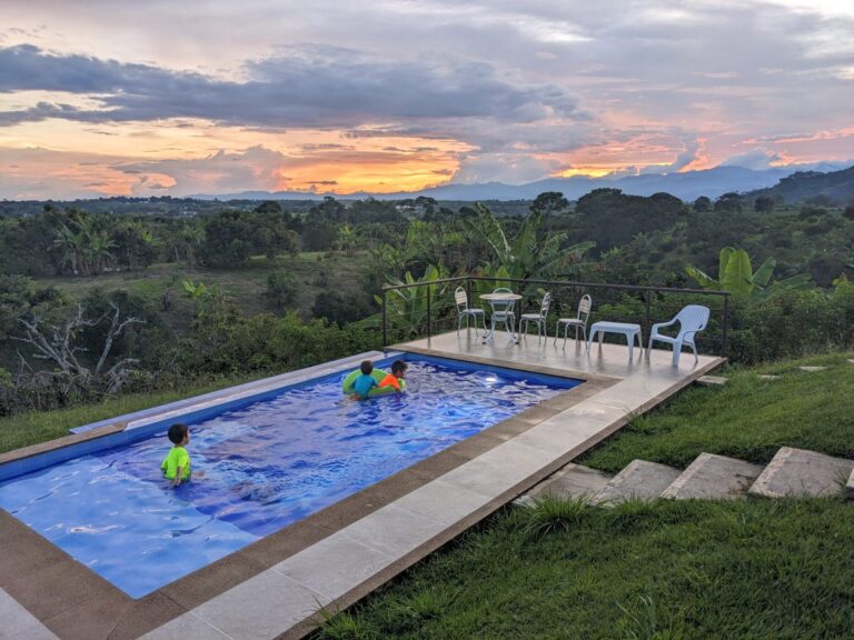 Pereira Colombia, Kids in Pool at Sunset